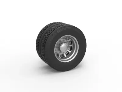 Rear custom wheel of semi truck Version 3 Scale 1 to 25 3D print model