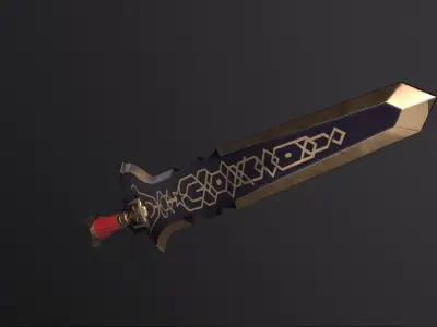 Fantasy Sword Medieval Stylized PBR Low-poly 3D model