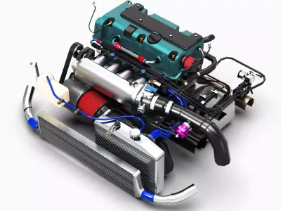 Honda K24 VTEC Engine Low-poly 3D model