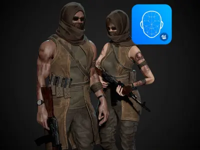 Survivor Man and lady 2 Low-poly 3D model