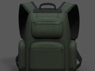 Backpack Camping Generic military Black baggage Low-poly 3D model