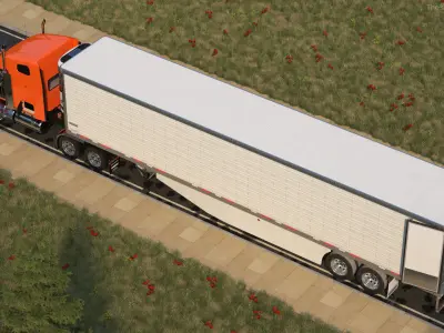 Freightliner Truck with Reefer Trailer Rigged 3D model