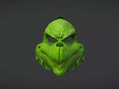 Grinch-Inspired 3D Mask Model Low-poly 3D model