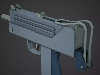 Stylized Mac-10 SMG Low Poly Mobile Ready Low-poly 3D model