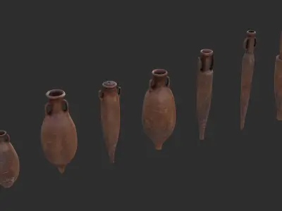 Amphora - Damaged Red Terracotta Low-poly 3D model