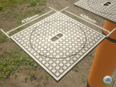 Sewer Cover 5 with Pipes Low-poly 3D model