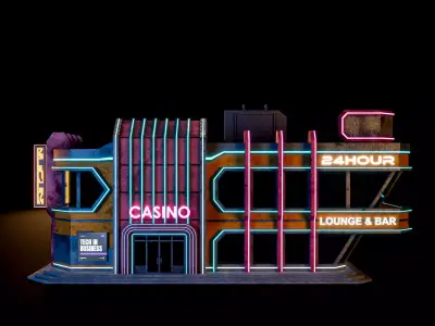 SCIFI CYBERPUNK FUTURISTIC NEON BUILDING 01 Low-poly 3D model