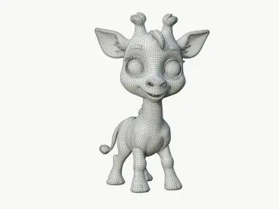 High-Quality Realistic Cute Cartoon Giraffe 3D model