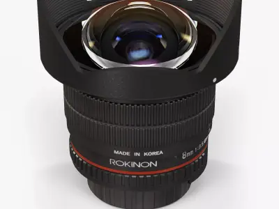 Rokinon 8mm F 3-5 AS IF UMC Fish-eye CS II AE Nikon F mount Lens Low-poly 3D model