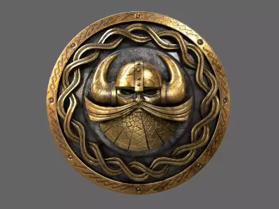 Dwarven shield Low-poly 3D model