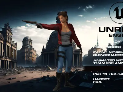 Zombie Hunter full rigged - game ready - animated Low-poly 3D model