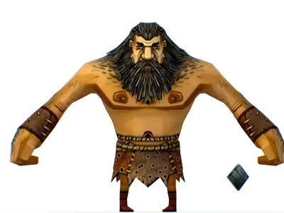 Low Poly Cartoon Creature Village Stonecutter Low-poly 3D model