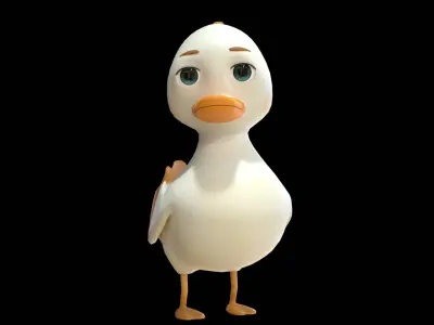 Rigged Cartoon Duck  Low Poly 3D Model Low-poly 3D model