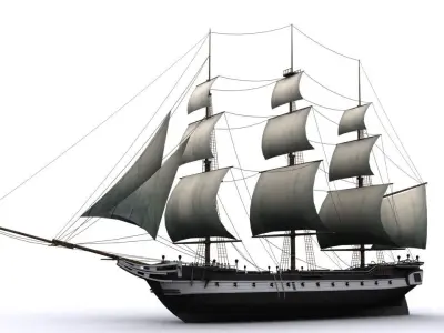 Warship corvette Low-poly 3D model