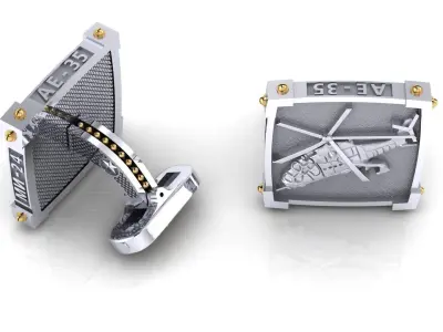 Cufflinks with Helicopter 3D print model