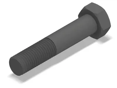 Bolt Partial Thread Hexagonal Head M24x120mm 3D model