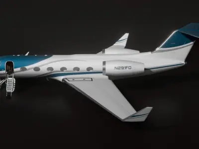 Gulfstream IV Private Jet Low-poly 3D model
