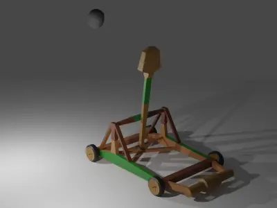 Medieval War Catapult Lowpoly Low-poly 3D model