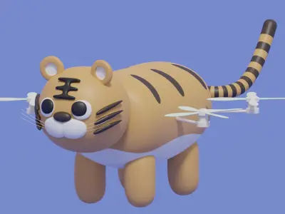 Cartoon Cute Tiger Animal Drone 3D model
