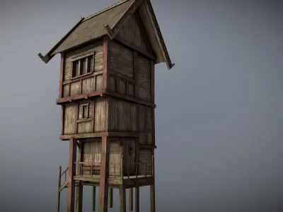 Medieval lake village - House 15 Low-poly 3D model