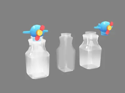 Cartoon drink - plane glass bottle - cork Low-poly 3D model