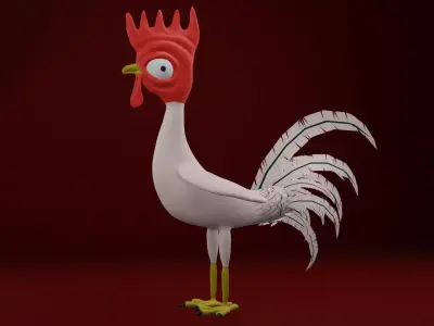Funny 3D Rooster Character Low-poly 3D model
