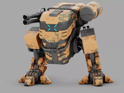 Military robot rigged character 3D model