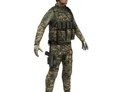 US Army Soldier Low-poly 3D model