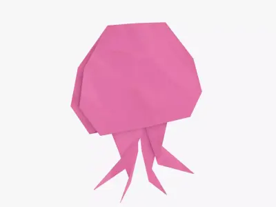 Origami Jelly fish Low-poly 3D model
