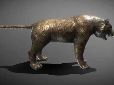 Tiger Bronze Statue Low-poly 3D model