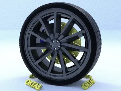 ORTAS CAR RIM 56 GAME READY RIM TIRE AND DISC 3D model