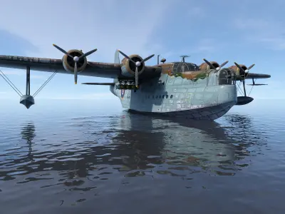 Short S25 Sunderland - Flying Boat WW2 Low-poly 3D model
