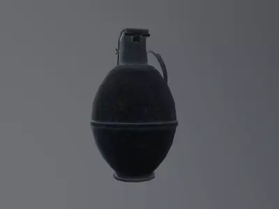 Black M26 Hand Grenade 3D Model FBX LowPoly Low-poly 3D model