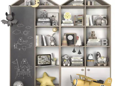 Kids room furniture and decor 1 3D model