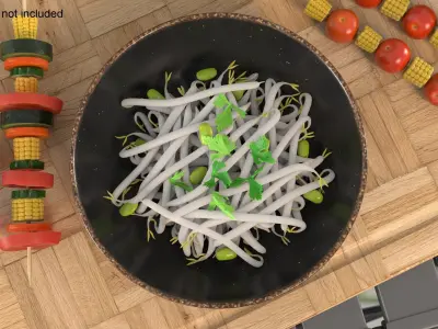 Steamed Bean Shoots with Cilantro 3D model