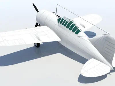 Brewster F2A Buffalo Static Low Poly Warbird Low-poly 3D model