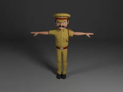 Indian Police man  Low-poly 3D model