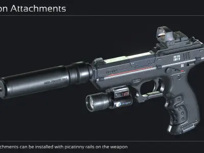 Scifi Pistol STN 33 Low-poly 3D model