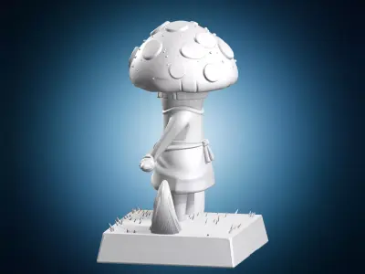 Fantasy Mushroom Warrior Spearman Creature Miniature 3D print model