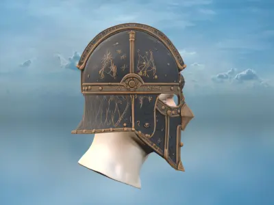 Viking-inspired Warrior Helmet Low-poly 3D model