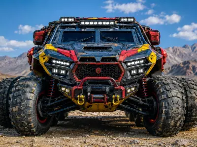 8x8 Monster Truck STL File 3D Print Futuristic Military Vehicle 3D print model