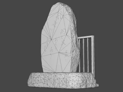 Ueno Park Memorial Stone Low-poly 3D model