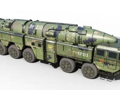 4 coatings of DF-21D CSS5D DF21D ballistic missile launcher Low-poly 3D model