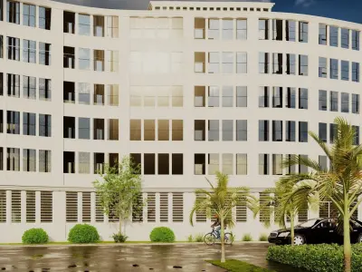 Curved Building001 Low-poly 3D model