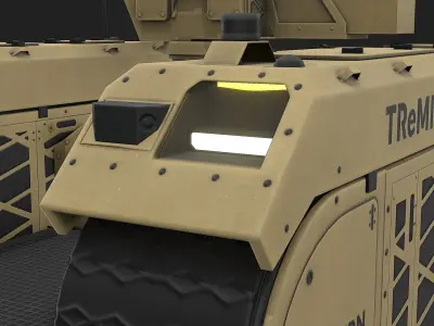 Smart Military Robot With Remote Machine Gun - Yellow 3D model