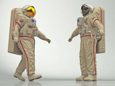 Russian Astronaut Spacesuit Orlan MK Rigged for Maya 3D model