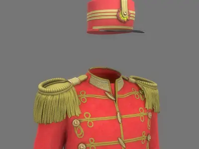 Vintage Military Uniform Red Game Ready Low-poly 3D model