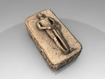 Stone medieval sarcophagus Low-poly 3D model