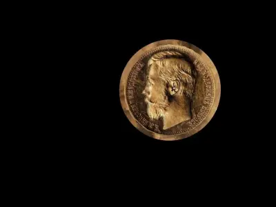 Set of coins of Nicholas II Low-poly 3D model