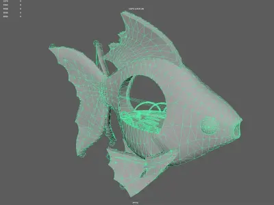 Chinese Stylized Goldfish Festival Lantern with Animation Low-poly 3D model